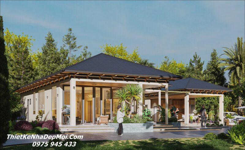 Nhà villa sân vườn cấp 4 hiện đại ở quê có 3 phòng ngủ 2027