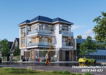 Biệt thự phố 3 tầng 2 mặt tiền hiện đại đẹp 4 phòng ngủ 1 phòng thờ