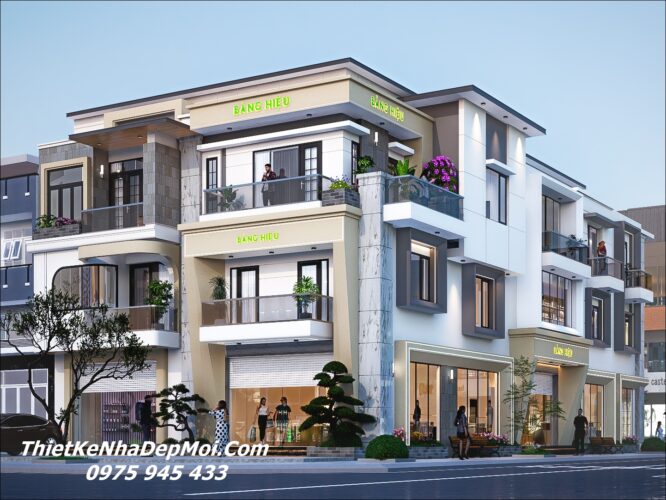 Mẫu biệt thự mái Nhật 2 mặt tiền 3 tầng hiện đại chị An anh Thuận Biệt thự 2 mặt tiền vừa ở kết hợp kinh doanh 3 tầng đẹp