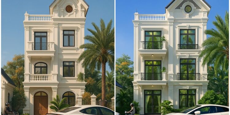 Các mẫu nhà biệt thự mini 3 tầng hiện đại mặt tiền đẹp năm 2025 rất đáng chọn