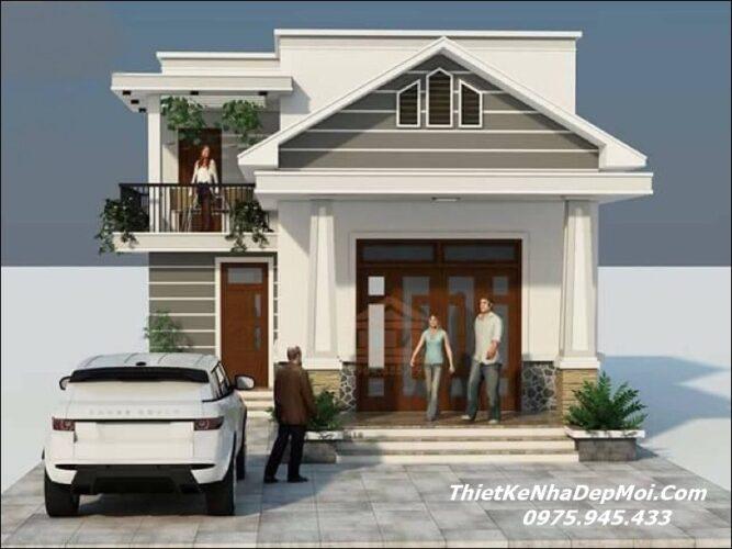Mẫu nhà gác lửng có sân thượng 8x14m 