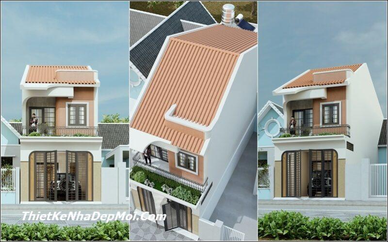 Bản vẽ xây nhà mái dốc 8.5x15m kiểu biệt thự 2 tầng 4 phòng ngủ Nhà mái dốc 2 tầng đẹp rộng 6m dài 16m