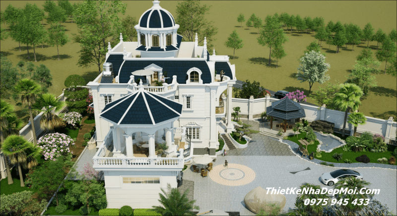 Biệt thự cổ điển kiểu Pháp 2 tầng đẹp đã xây xong 