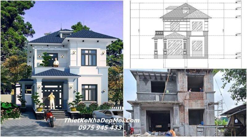 Báo giá chi phí xây nhà biệt thự vườn 2 tầng mái nhật 4 phòng ngủ 2026 Bản vẽ xây nhà vườn 2 tầng mái nhật 4 phòng ngủ 1 phòng thờ 130m2