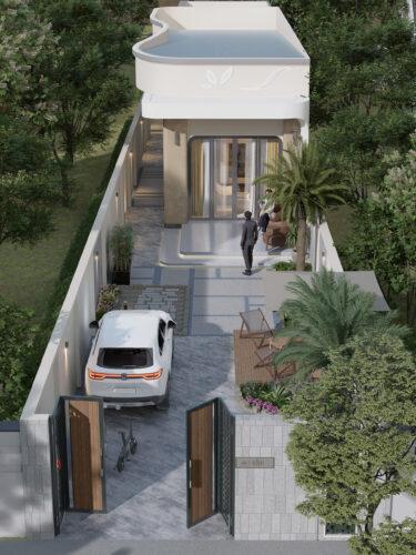 Mẫu nhà vườn đẹp 5x20m cấp 4 1 tầng