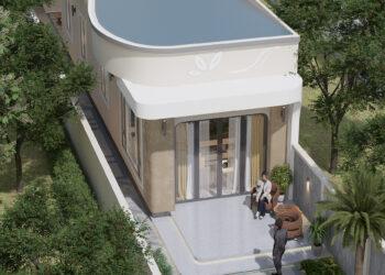 Mẫu nhà xonh 5x20m có sân vườn 1 tầng