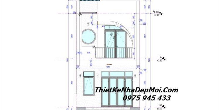 Bản vẽ nhà 1 trệt 1 lầu 5x12m