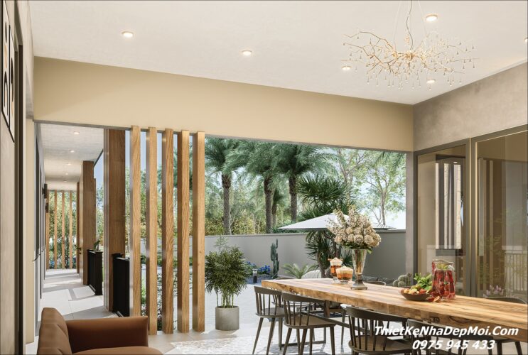 Báo giá thiết kế xây nhà mái bằng đẹp chi phí dưới 1.5 tỷ tại Đồng Nai Không gian nhà vườn hình chữ L đẹp