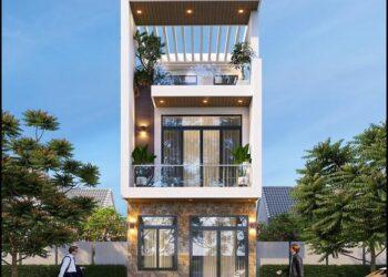 Mẫu nhà đẹp 4x20 2 tầng 1 tum sân thượng năm 2025 - 2026