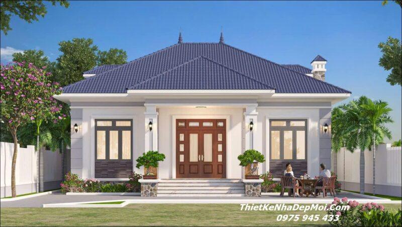 Mẫu nhà đẹp diện tích 13x15m có 3 phòng ngủ 1 phòng thờ mái Nhật 