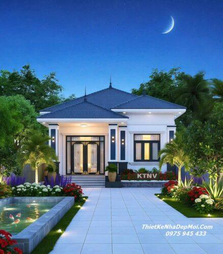 Mẫu nhà vườn trệt 3 phòng ngủ 1 phòng thờ năm 2026