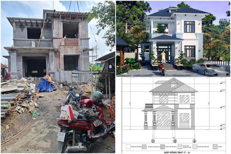 Những kiểu nhà 2 tầng có bản vẽ đầy đủ hoàn chỉnh cho thợ xây Mẫu nhà 2 tầng 5 phòng ngủ 1 phòng thờ chi phí hoàn thiện khoảng 2 tỷ