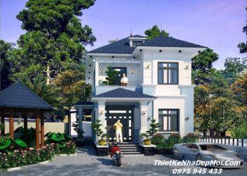 Hình ảnh phối cảnh nhà mái nhật 2 tầng 5 phòng ngủ 10x16m phủ bì anh Sơn