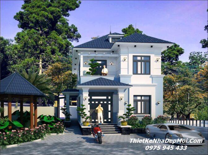 Những kiểu nhà 2 tầng có bản vẽ đầy đủ hoàn chỉnh cho thợ xây Mẫu nhà mái nhật 1 trệt 1 lầu 5 phòng ngủ 1 phòng thờ