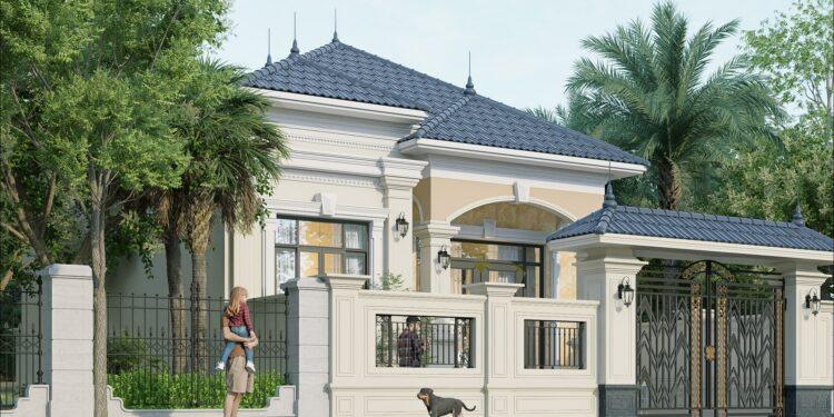 Mẫu thiết kế nhà cấp 4 tân cổ điển 9x14m lợp ngói