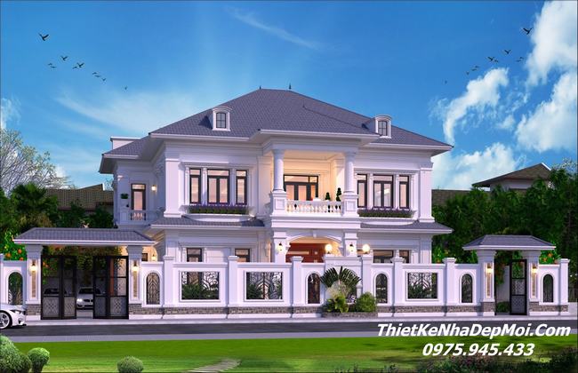 Kiểu nhà 3 gian 2 tầng mái ngói thiết kế đẹp ở Thanh Hóa