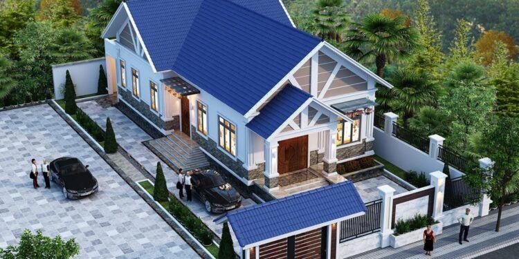 Nhà trệt mái thái 4 phòng ngủ