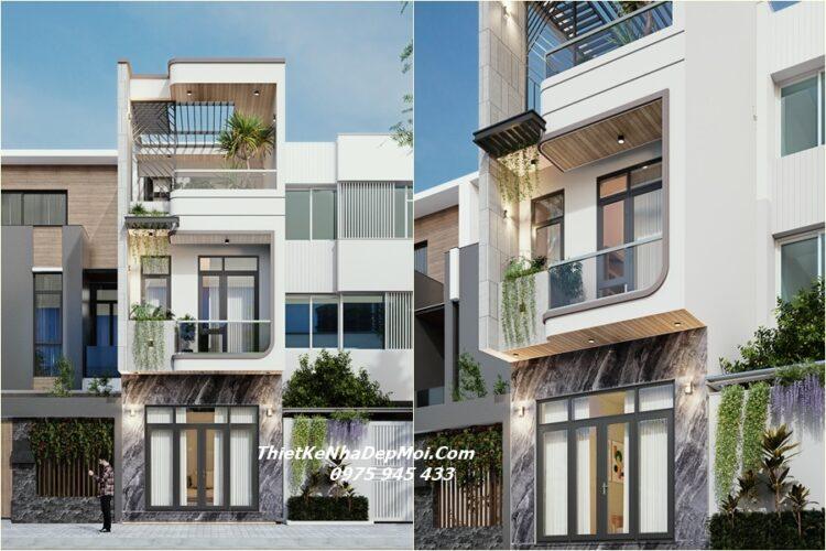 Mẫu nhà ống đẹp 3 tầng 4m có sân thượng 2026 2027