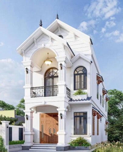 20 Kiểu nhà mặt tiền bề ngang rộng 6m 2 tầng đẹp nhất mọi thời đại Nhà mái Thái 2 tầng 6x17m 4 phòng ngủ
