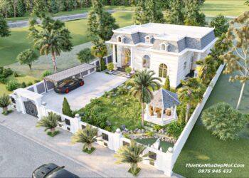 Nhà villa vườn 1 tầng phong cách châu âu kiến trúc Pháp