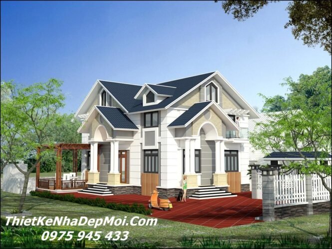 Những mẫu nhà mái Thái có tầng gác lửng đẹp dưới 1.5 tỷ kiểu biệt thự 2026 Bản vẽ thiết kế nhà Thái 1 tầng có gác lửng 8.5x17m