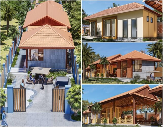 Mẫu nhà cấp 4 đẹp 6x30m nghỉ dưỡng