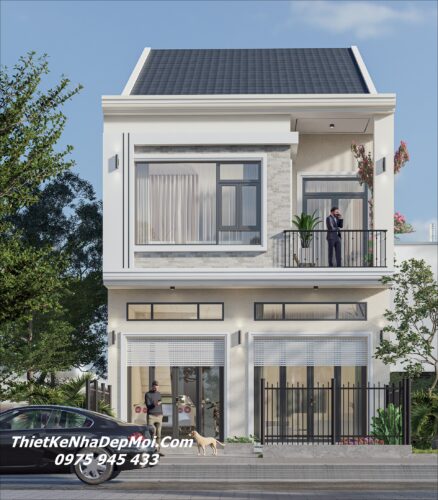 Mẫu nhà đẹp 2 tầng mặt tiền 8m liền kề 