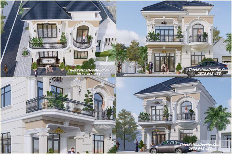 Các kiểu nhà biệt thự mini 2 tầng mặt tiền ngang 10m đẹp phong thuỷ 2026 Nhà mái Nhật 2 tầng diện tích 10x10m