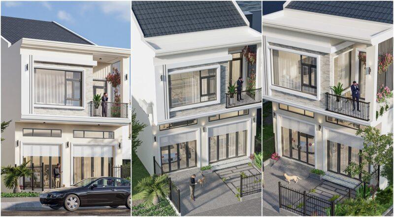 Thiết kế nhà 2 tầng 6x13m 3 phòng ngủ 1 phòng thờ 