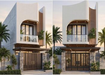 Kiểu nhà đẹp 1 trệt 1 lầu 4 phòng ngủ mặt tiền 5m x 16m hiện đại