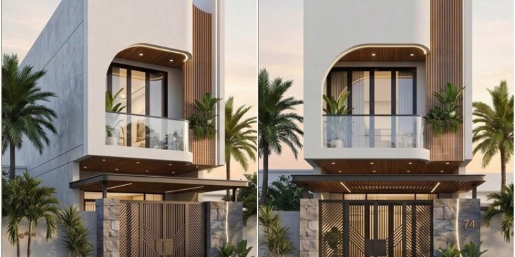 Những mẫu nhà 1 trệt 1 lầu đơn giản có mặt tiền tối giản tiết kiệm Kiểu nhà đẹp 1 trệt 1 lầu 4 phòng ngủ mặt tiền 5m x 16m hiện đại