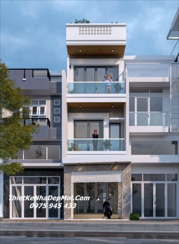 Nhà phố 3 tầng với tum hiện đại
