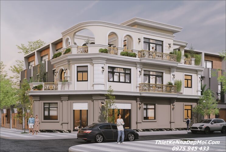 Thiết kế nhà vừa ở kết hợp buôn bán kinh doanh 2 mặt tiền 