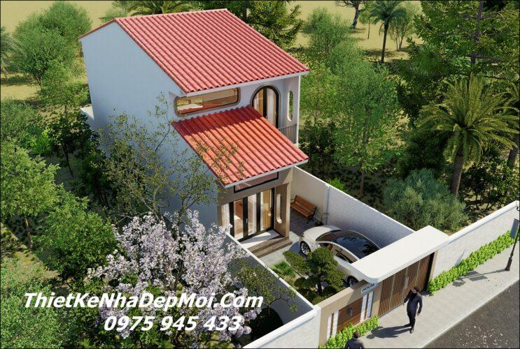 Thiết kế nhà cấp 4 chữ l 2 tầng mái ngói cấp 4 
