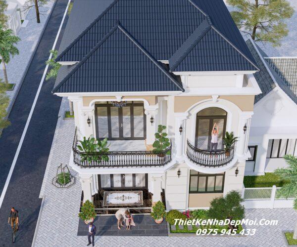 Những kiểu nhà ngang 10m 2 tầng đẹp 4 phòng ngủ 100m2 2026 Nhà ngang 10m 2 tầng 4 phòng ngủ 1 phòng thờ