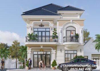 Mẫu nhà 2 tầng mái Nhật 4 phòng ngủ 100m2 ngang 10m