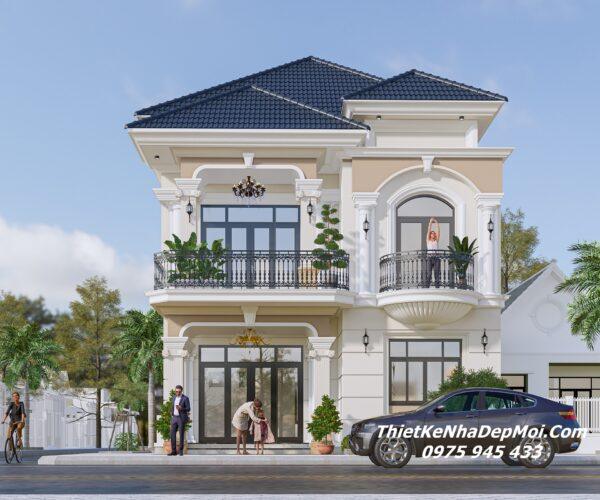 Những kiểu nhà ngang 10m 2 tầng đẹp 4 phòng ngủ 100m2 2026 Mẫu nhà 2 tầng mái Nhật 4 phòng ngủ 100m2 ngang 10m