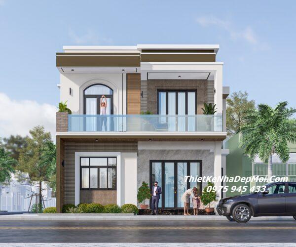 Những kiểu nhà ngang 10m 2 tầng đẹp 4 phòng ngủ 100m2 2026 Mẫu nhà 2 tầng hiện đại thiết kế xây trên đất rộng bề ngang 10m