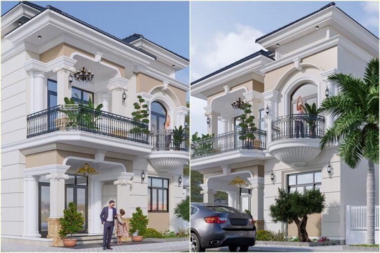 Những kiểu nhà ngang 10m 2 tầng đẹp 4 phòng ngủ 100m2 2026 Nhà mái Nhật 2 tầng mặt tiền 10m