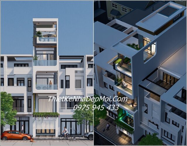Nhà phố 4.5 tầng đẹp có chiều rộng 3.5m mặt tiền 