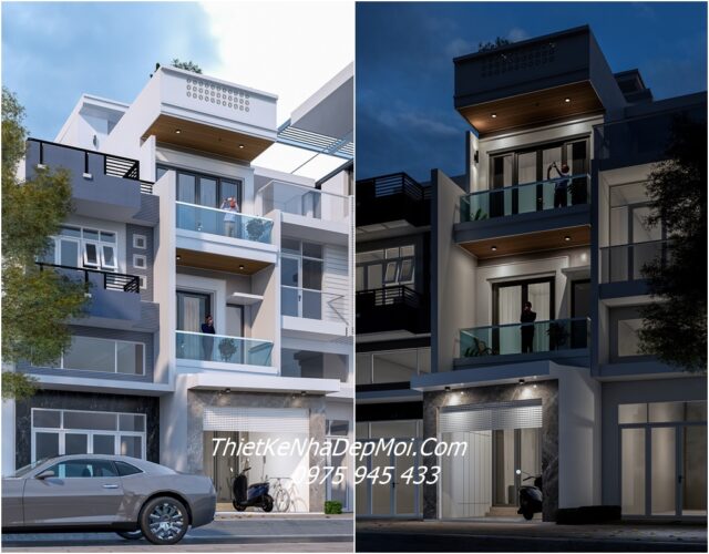 Kiểu nhà 3 tầng 1 tum có bề ngang mặt tiền 3.5m 