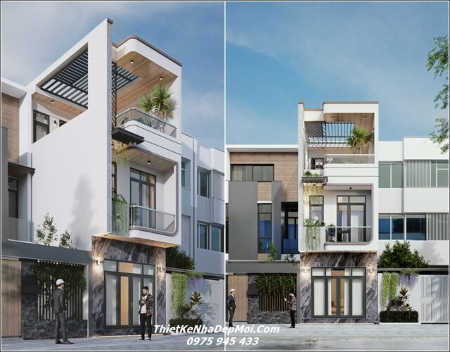 Mẫu nhà ống đẹp 3 tầng rộng 3.5m có sân thượng hiện đại 