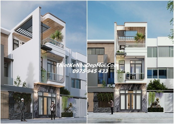 Những mẫu thiết kế nhà phố đẹp diện tích nhỏ 35m2 3 tầng hiện đại 2026 Thiết kế nhà ống 35m2 3 tầng có sân thượng hiện đại