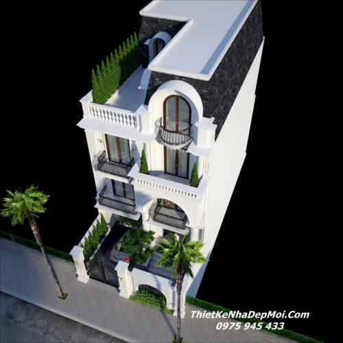 Những mẫu nhà phố mặt tiền có gara 2 đến 3 tầng đẹp có sân thượng 2026 Biệt thự mặt tiền 7m có tầng ban hầm gara kiểu Pháp