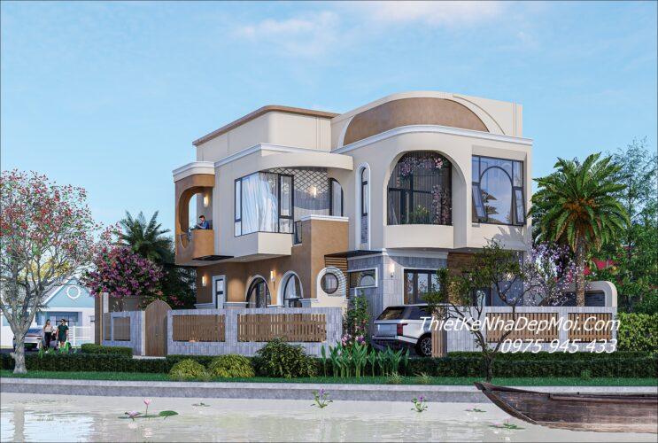 Nhà đẹp hiện đại 2 tầng 4 phòng ngủ 1 phòng thờ 2 mặt tiền