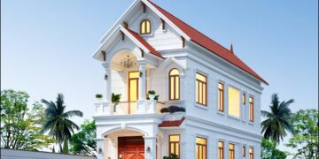 Mẫu nhà 6x20 1 trệt 1 lầu mái thái đẹp 3 phòng ngủ 1 phòng thờ
