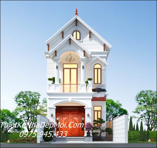 Kiểu nhà vườn 1 trệt 1 lầu đẹp nóc Thái ở nông thôn thiết kế cho anh Tuấn Mẫu thiết kế nhà mái thái 6x20m 2 tầng đẹp phong thuỷ 2025 - 2026