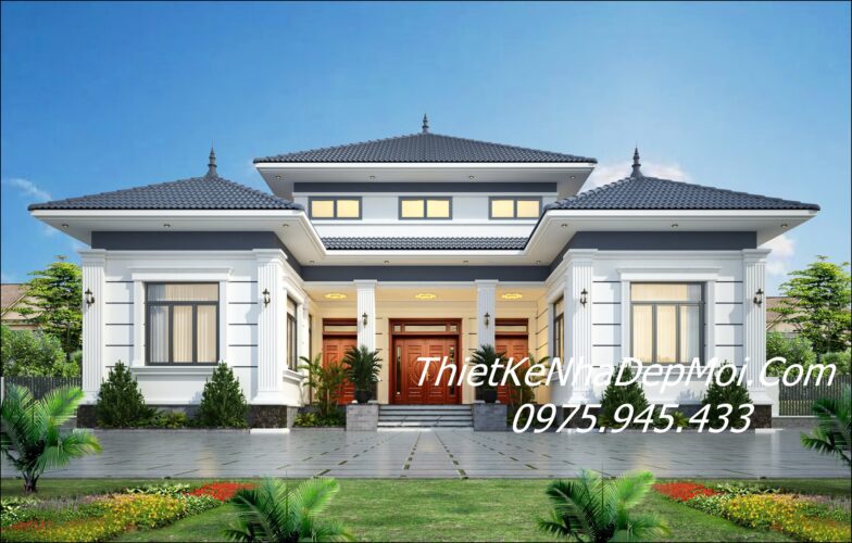 Mẫu nhà vườn hình chữ U 1 tầng mái Nhật đẹp ở quê chú Vỹ Mẫu nhà 1 tầng hình chữ U 160m2 mái Nhật