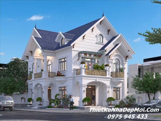 Biệt thự mái Thai đẹp 150m2 2 tầng tân cổ điển 