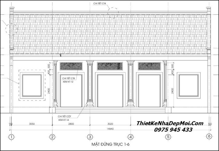 Hồ sơ bản vẽ kỹ thuật thi công nhà truyền thống 1 tầng ở nông thôn Bản vẽ nhà 3 gian 2 chái ở đồng bằng Bắc Bộ nông thôn kiểu truyền thống